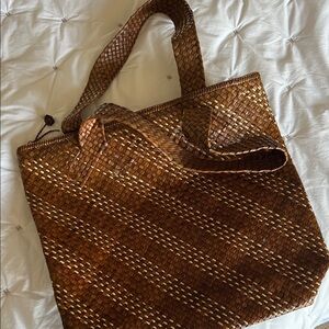 Brown Woven Tote Bag